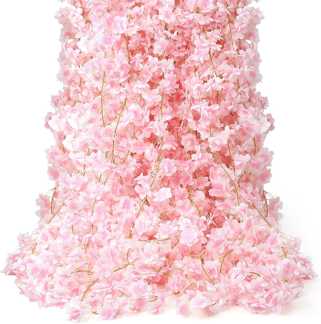 Spring Floral Garlands – 6PC 35.4FT Artificial Cherry Blossom Flower Garland, Silk Sakura Vines for Wedding, Party, Valentine, Japanese Home Decor, Hanging Floral Decoration